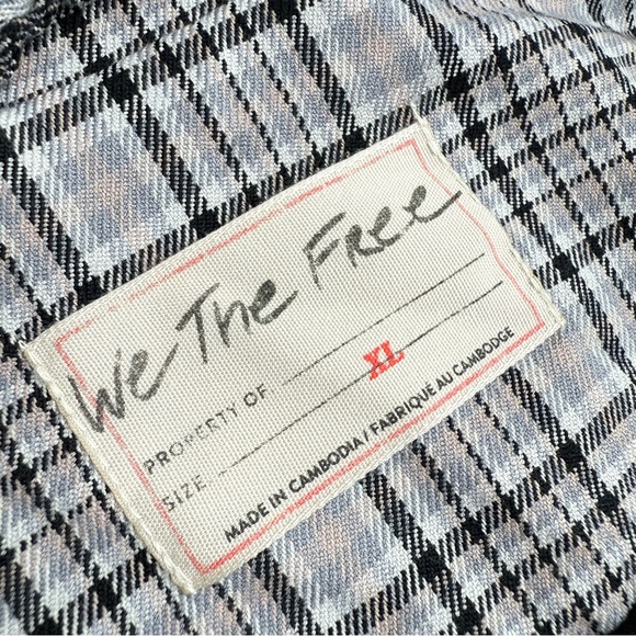 Free People Cali Plaid Blazer Neutral Grey Sz XL - Picture 11 of 13